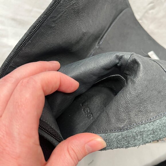 Ugg Womens 7 Cosima Black Leather Knee-High Studded Boots Full Zip 1001615 - Picture 10 of 13